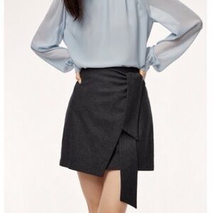 Aritzia Wilfred Charcoal Grey Wool Wrap Front
Mini Skirt